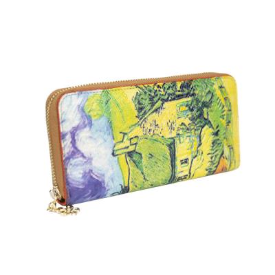 China OEM creative purse of real Van Gogh monedero in waterproof colorful leather wallet for sale