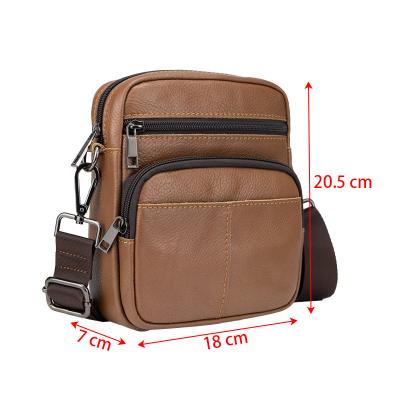 China Brown Vintage Shoulder Bag Mini Genuine Cowhide Waist Bag Anti Theft Men for sale