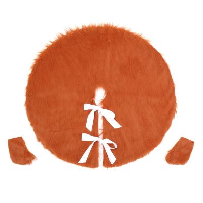 China Faux Fur 122cm Christmas Tree Skirt Plush Green Brown Yellow Fur Carpet Christmas Tree Ornaments Floor Mat for sale