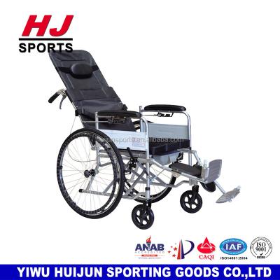 China HJ-B587 Rehabilitation Equipment Aluminum And Stainless Steel Cheap Self Locking Semi Reclining Wheelchair Brake Manual Wheelchair for sale