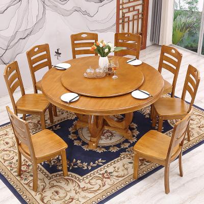 China New Design Adjustable Home Furniture Classic Solid Wood Dinner House (Height) Round Rotating Dining Table for sale