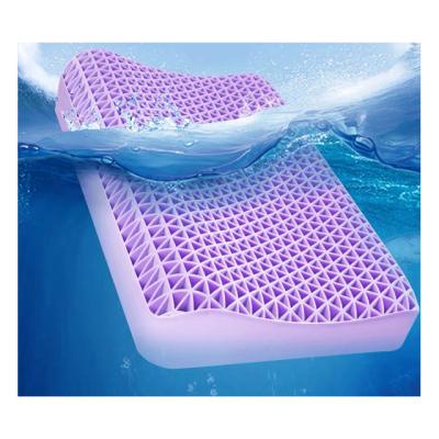 China Anti-static Hollow Mesh Neck Pillow Air Flow Cooling Purple Wash/Washable Strip Gel Material Pillow For Summer for sale