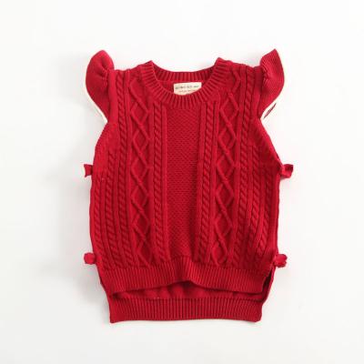 China New children's breathable sweater girl's bow vest for spring and winter baby wear knitted vest for sale