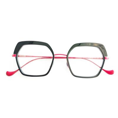 China New Myopic Italian Designer Eyewear Optical Glass Acetate With Metal Frame Around Small Eye Glass Frame for sale