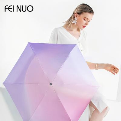 China New Fashion Design 6K Mini Folds Aurora Five Folds Lady Sun Umbrella With Fiberglass Ribs for sale