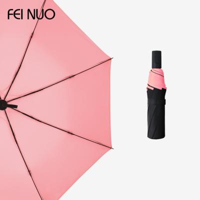 China 2020 Hot Sale Promotional Folding Umbrella Three-Folding Umbrella Fluorescent Black Coating Windproof Portable Rain for sale