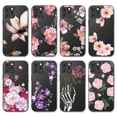 China Pretty Anti-drop Flower Pattern Silicone Case For iPhone 7/8 Plus Xs Painted TPU UV Printing Cover For iPhone 11/12/13 Pro SE Max 2020 for sale