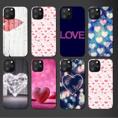 China Lovely Anti-drop Heart Pattern Silicone Case For iPhone 7/8 Plus Xs Painted TPU UV Printing Cover For iPhone 11/12/13 Pro SE Max 2020 for sale