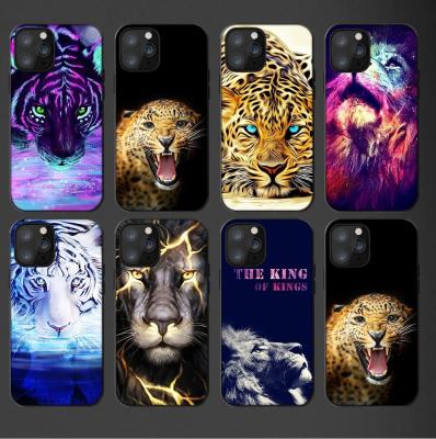 China Anti-fall Tiger Lion Pattern Silicone Case For iPhone 7/8 Plus Xs Painted UV Printing TPU Cover For iPhone 11/12/13 Pro SE Max 2020 for sale