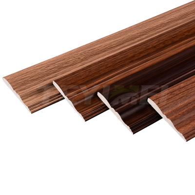 China Quick Install Waterproof Interior PVC Decor Ceiling Crown Molding Interior Waterproof PVC Foam Window Trim With Wood Color for sale