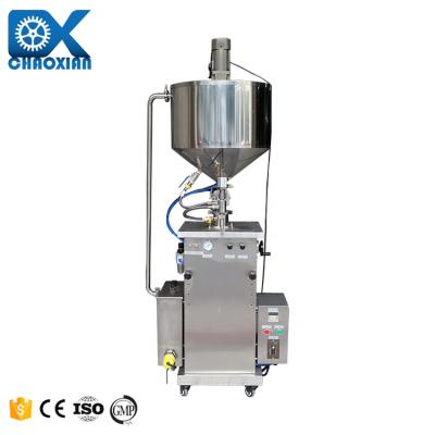 China Semi Automatic Tube Piston Jar Cream Filler with Mixer Perfume Paste Filling Machine With Hopper zu verkaufen