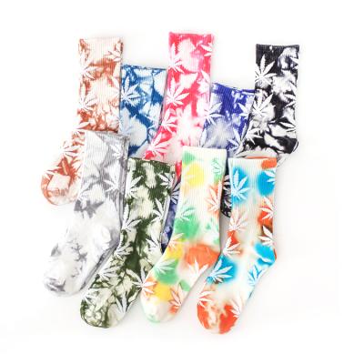 China New Arrival Antibacterial Fashion Cotton Men Colorful Dyed Women Socks Custom Crew Tie Dye Socks for sale