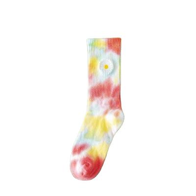 China Athletic Street Skate Cotton Soild Tie Dye Printing Women Knitted Ladies Indoor Socks for sale