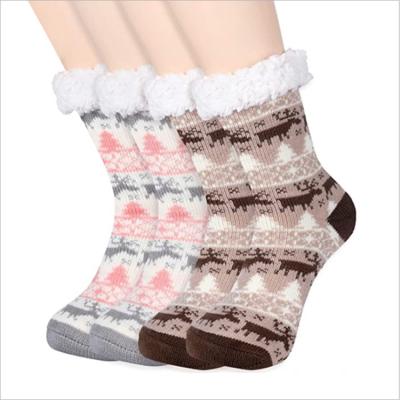 China Antibacterial Women Home Slippers Christmas Snow Winter Acrylic Slouchy Branded Socks For Ladies for sale