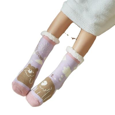 China Cartoon Winter Baby Slipper Novelty Print Bed Fashion Ladies Anti-skid Animal Socks for sale