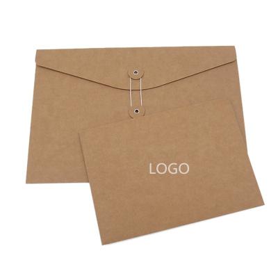 China Mini Jewelry Packaging Black Brown Paper Custom Printing Envelope Business Envelope Packaging With Button And String for sale