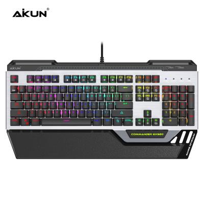 China AIKUN Anti-ghosting Mechanical Gaming Keyboard GX920 Switch Solid Gray and Blue, Waterproof, 2 USB Pass-through, DIY Macro Key, RGB LED Backlight for sale