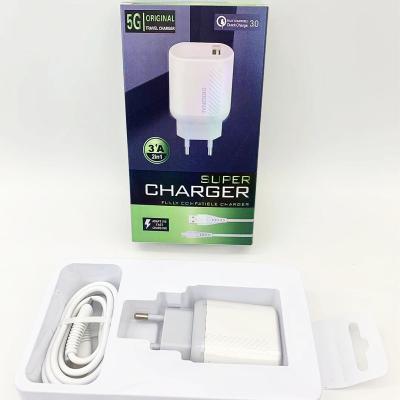 China QC 3.0 Fast Charger For Vivo Oppo USA EU Cable Wholesale Single Left USB Wall Charger Fast Home Mobile Charger for sale