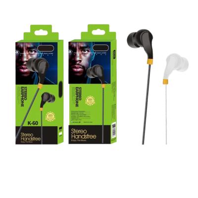 China Earphone Factory Price K60 Noise Cancel Headset Earpiece With Microphone Oraimo Stereo Headset Earbuds for sale