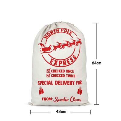 China Polyester Santa Sack Gift Bag Christmas Candy Bag Drawstring Canvas Pouch for sale