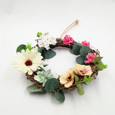 China Wholesale Classic Artificial Wreath Garland Decorate Home Door Flower Christmas Decoration Simulation Flowers, Indoor Artificial Wreath Round for sale