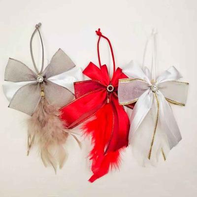 China 2022 Home Celebration Ornament Bowtie Decoration Fiber Bowknot Festival Decoration Christmas Tree Linen Festival for sale