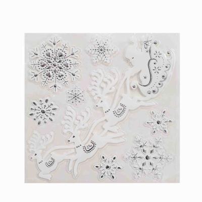 China New Christmas Home Decoration Christamas Christmas Decorations Snowflake Wall Stickers White Sheet Wrapping Colorful Window Stickers Without Trace Window for sale