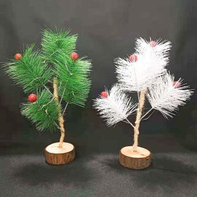 China Small Pine Wood Full Needle Mini Christmas Tree White Green Tree for sale