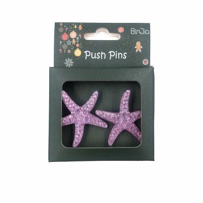 China Plastic makers point drawing pin fixed props DIY photo new double resin summer starfish pushpin props for sale