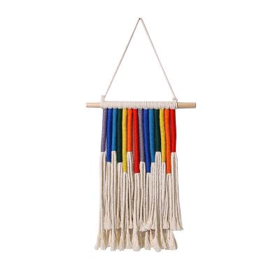 China Nordic Creative Hand-Woven Macrame Rainbow Wall Hanging Crafts CSI New Christmas Rainbow Home Decoration Handmade Colorful Tapestry for sale