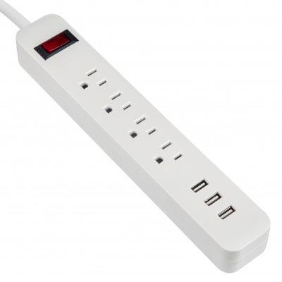 China Integrated AC Surge Protection Power Strip Xinsheg ITS-04H Residential / General Purpose Outlets 4 15 Amp Circuit Breaker Electrical Switch With USB Ports for sale