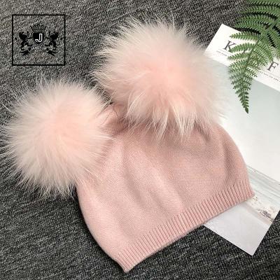 China COMMON Wholesale Women Wool Hats Crochet Knit Beanie Hat Lovely Fur Pom Pom Beanie for sale