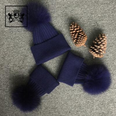 China Janefur Wholesale Price Winter COMMON Custom Angora Knitted Beanie Hat Parent-child Fur Ball Hat for sale