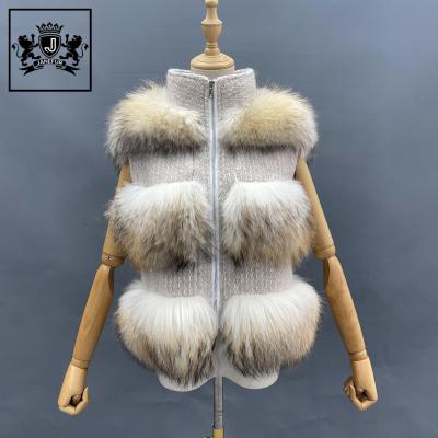 China Luxury Women Fur Sleeveless Jacket 2021 New Fashion Breathable Raccoon Fur Wool for sale