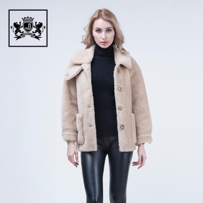 China High Quality Winter Anti Shrink Women Plus Size Sheep Shearing Fur Coat for sale