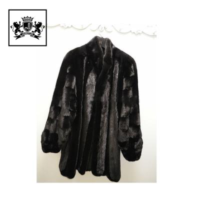 China Janefurs Anti-Shrink Plus Size Mink Fur Common Style Coat /Scheduled Style/Black Colors/Good for sale