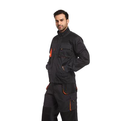 China Tear-Resistant Custom Design Black Orange Two Tones Mechanic Worker Uniform Engineer Coveralls for sale