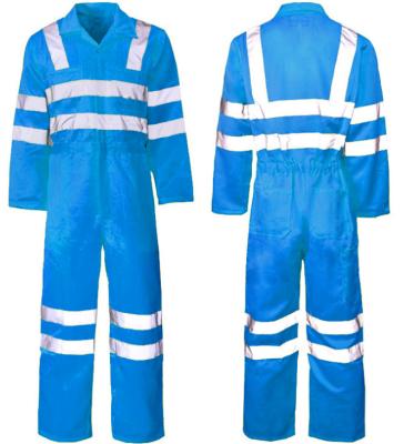 China Tear-resistant custom design high visibility cotton drill coveralls work general wear with reflective tape for sale