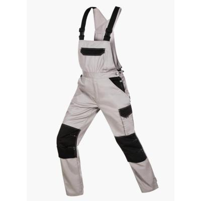 China Gray Color Bib Overalls 190gsm Male Cotton Tear-Resistant Elastic Suspenders Female Bib Pants With Custom Design for sale