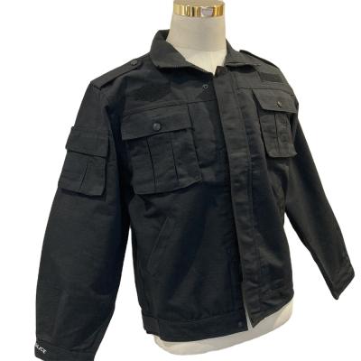 China Anti-Wrinkle Mens Workwear Uniform Customized Black Color Ripstop Long Sleeve Work Shirts Police Work Jacket for sale