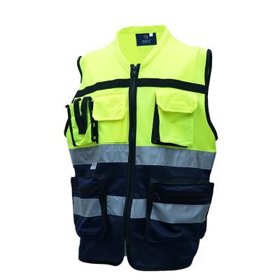 China Cheap Yellow Hivis Price Anti-wrinkle Polyester Safety Vest 100% Reflective Road Vest With Pockets for sale