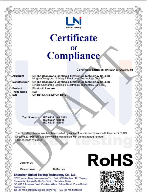 RoHS - Ningbo Changrong Lighting & Electronics Technology Co., Ltd.