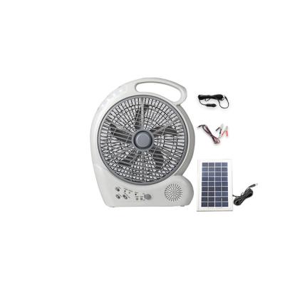 China LED Function 10-Inch Radio Portable Rechargeable Box Fan With Radio Function for sale