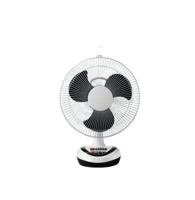 China Hot Selling DC Function 12inch Lead Acid Battery Rechargeable Tabletop Fan with Led Night Light and USB Power Bank for sale