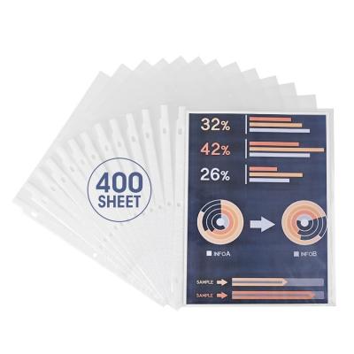 China Amazon Hot Selling Eco-friendly 400 Sheets 400 Sheets A4 Punched Pocket 2022 Movable Pocket 3 Holes Cover Protector For Ring Binder Folders for sale