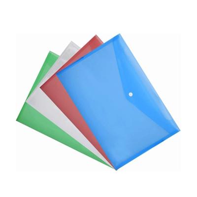 China Eco-friendly Letter A4 Poly Home Size School Folder Envelope Clear Plastic Reusable Folder Closed By Snap Button for sale