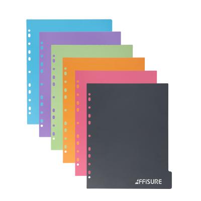 China AFFISURE A5 A6 Popular Durable Binder Dividers PP Multipunched A4 Dividers For Ring Binders Plastic Binder Dividers With Tag 6 for sale