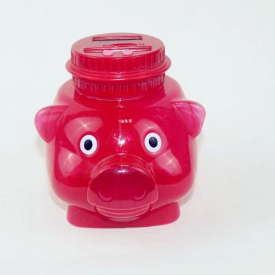 China Red Color Eco-friendly Material Promotional Hog Shaped Piggy Bank Plastic Wholesale Piggy Coin Bank For Kids Plastic Piggy Bank for sale