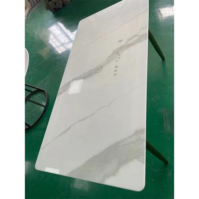 China Modern Calacatta Crystallized Stone Glass Slab Artificial Nano Marmoglass Slab for sale