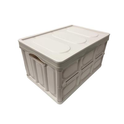 China Hot Selling Foldable Storage Box Viable With New pp Plastic Lid Car Toy Trunk Household Folding Storage Basket Large Size for sale